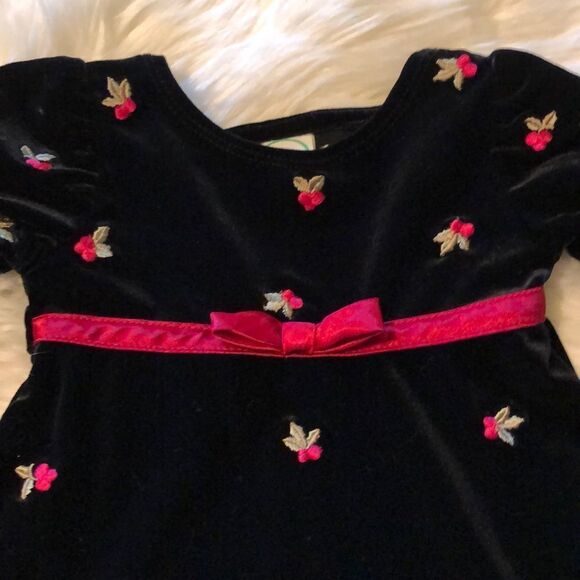 Circo Black Velvet Dress Embroidered Roses 12M - Picture 3 of 16